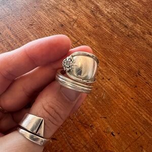 Silver Spoon Ring with Flower